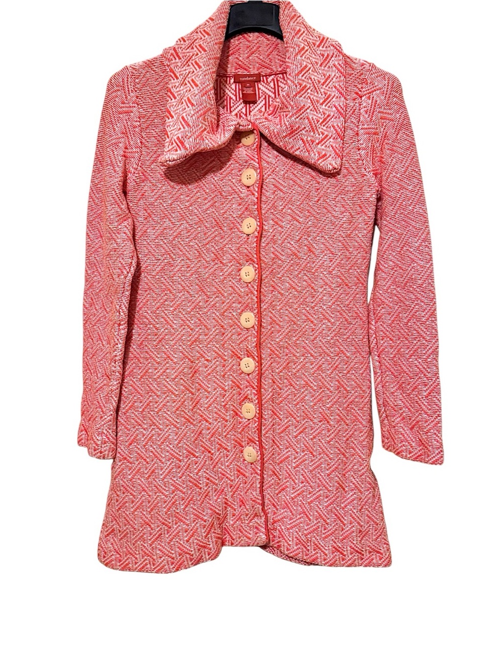 Sundance Holiday 2011 Coral/Cream Button-Down Danika Sweater Coat Sz M $150